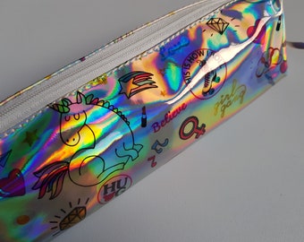 holographic pattern pencil case