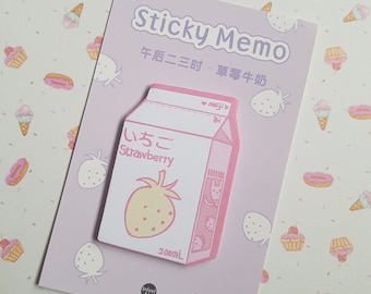 strawberry milk carton sticky notes memo pad