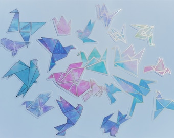 Origami Crane Sticker Set | 60pcs Tracing Paper Stickers | Planner, Journal & Scrapbook Decoration | Japanese Paper Cranes