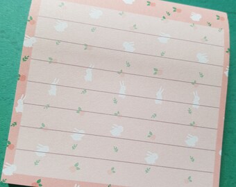Rabbit & Carrot Notepad | Cute Lined Memo Pad | Kawaii Stationery