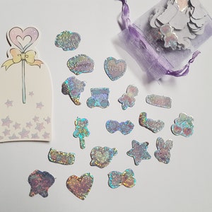 ensemble de pochettes d’autocollants holographiques girly pastel