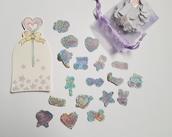 Pastel Girly Sticker Set | Holographic Stickers | 100pcs Cute Designs | Planner, Journal & Scrapbook Decoration