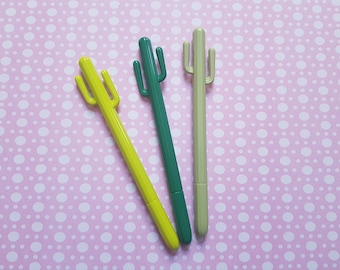 Cactus Gel Pen | Black Ink Click Pen 0.38mm | Fun Plant-Themed Stationery | Planner, Journal & Office Writing Pen