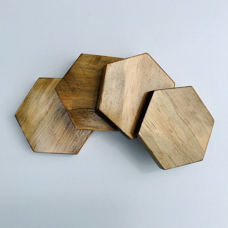 Hexagon coasters wooden coasters wooden hexagon coasters Etsy