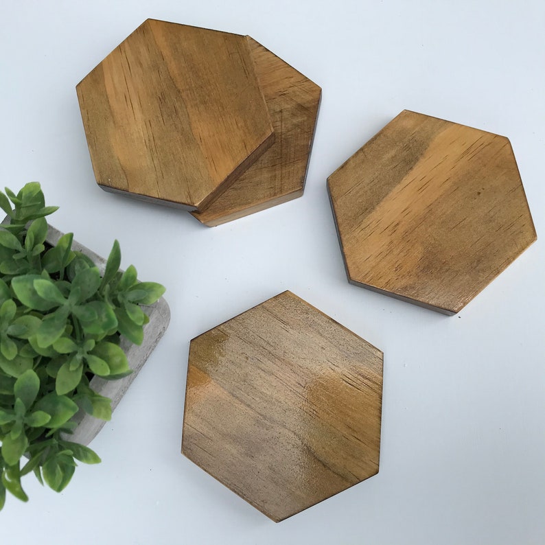 Hexagon coasters wooden coasters wooden hexagon coasters Etsy
