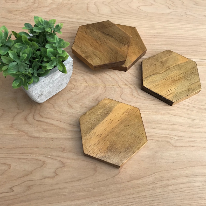 Hexagon coasters wooden coasters wooden hexagon coasters Etsy