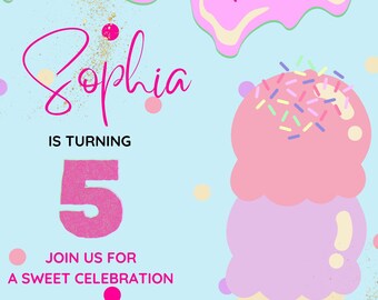 Ice cream birthday party invitation