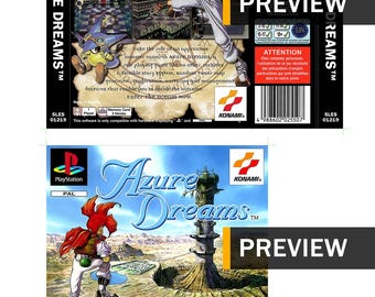 Azure Dreams – PS1 PlayStation Ersatzabdeckungen/Einlagen – PAL-Region
