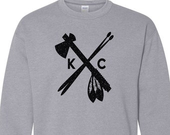 Kansas City Unisex Sweatshirts "Boyfriend Collection Heavy Blend" - KC Tomahawk Tailgating Sportswear - Fall Sports Fan City Sweaters - 6930