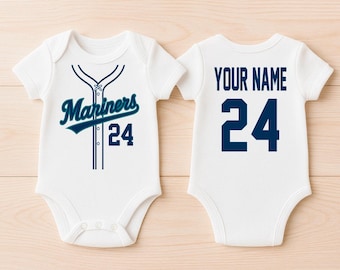 Personalized Mariners Jersey Baseball Shirts - Toddler Custom Baby Bodysuits - Sports Shirts For Infants - Gifts For Family and Friends