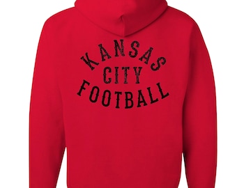 Unisex KC Local Hoodies "Kansas City Back Print Hoodie" Oversized Boyfriend Fashion Long Sleeve Sports Tailgate Fashion Shirts - Small - 2XL