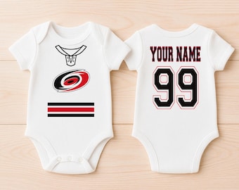 Hurricanes Hockey Personalized Jersey Shirts - Toddler Custom Baby Bodysuits - Sports Shirt Gifts
