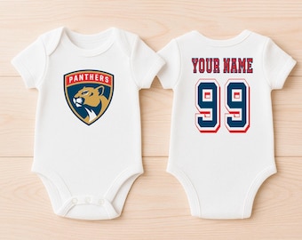Panthers Hockey Personalized Jersey Shirts - Toddler Custom Baby Bodysuits - Sports Shirts For Infants - Gifts For Family and Friends