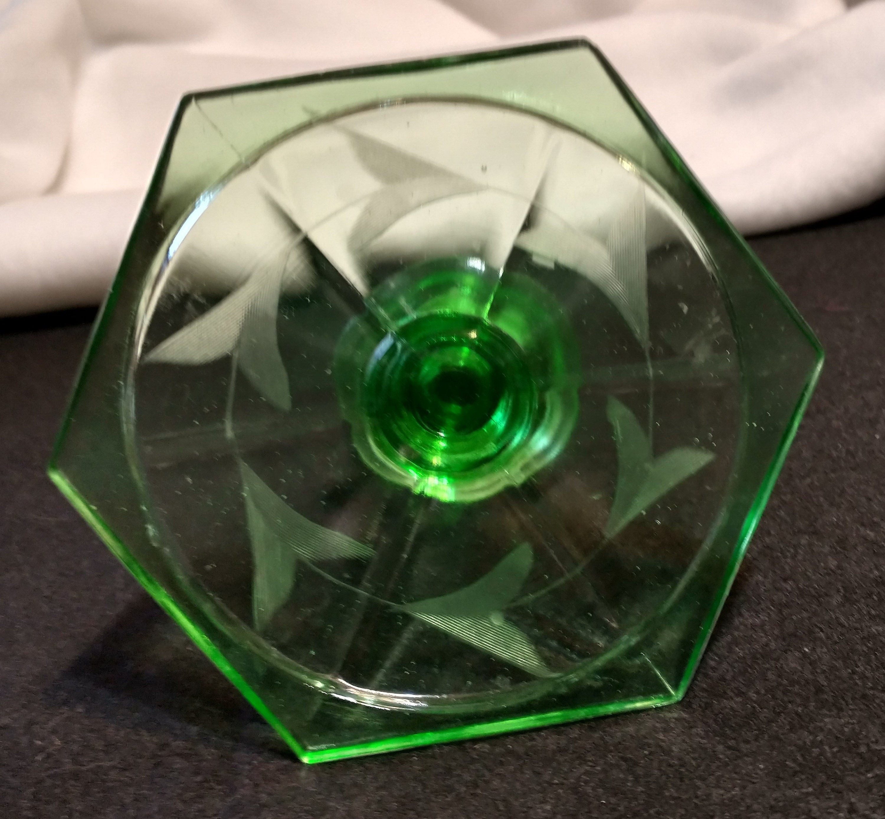 Green Depression Glass Candle Stick Holder Etsy