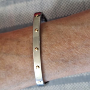 Vintage 1990s Milor Stainless Steel 18K Yellow Gold Rectangle Hinged Bangle Bracelet