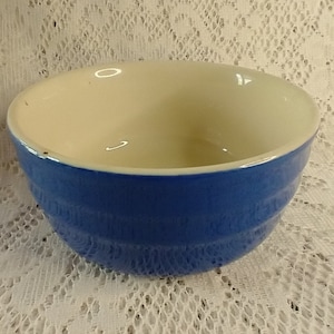 Oxford Stoneware Cobalt Blue Bowl on Outside and Cream inside