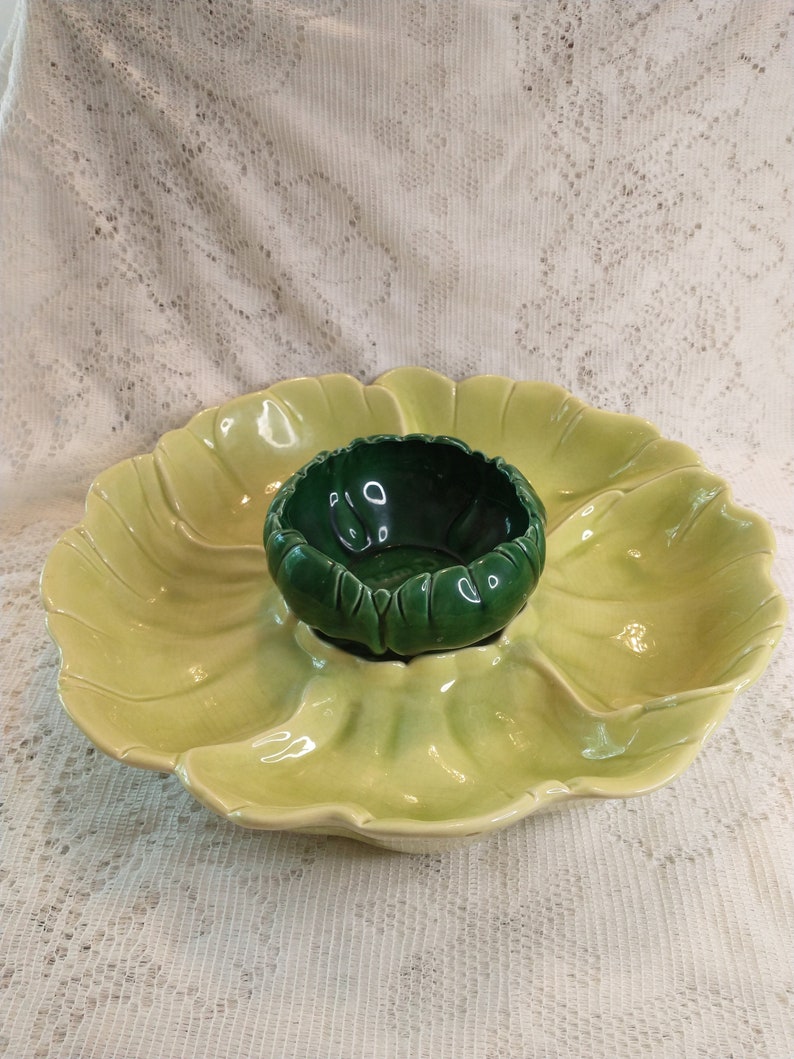 Two Piece Mid Century Cemar Pottery, Vegetable Tray, and Avocado Green ...