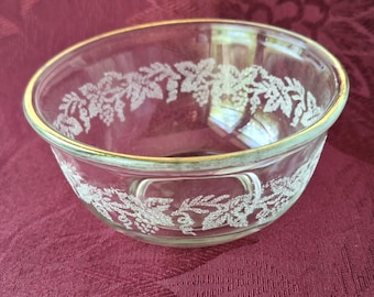 Vintage Bartlet Collins Grape Leaf Bowl: Gold Trim Serving Dish, Circa 1940