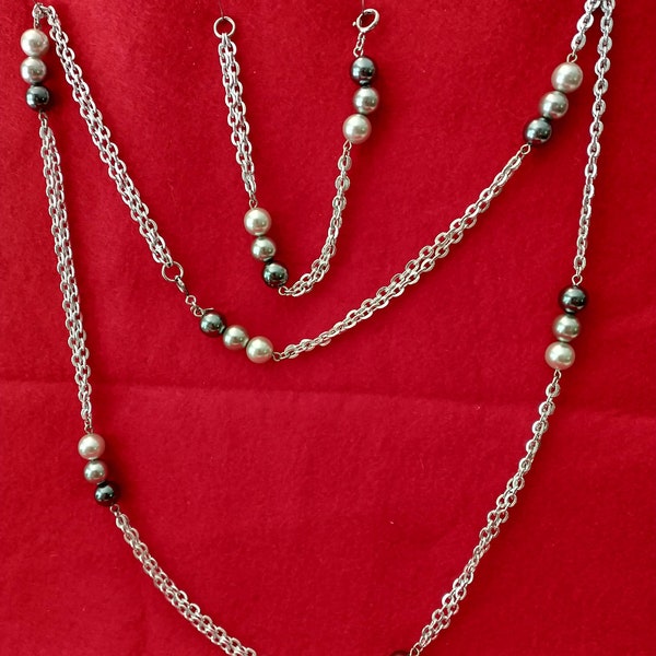 Sarah Coventry Silver Tone Necklace and Bracelet with Bead Accents