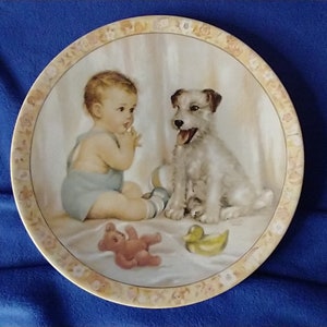 1984 Charlotte Becker Collectors Plate &quot;Pals&quot; in the Baby Series