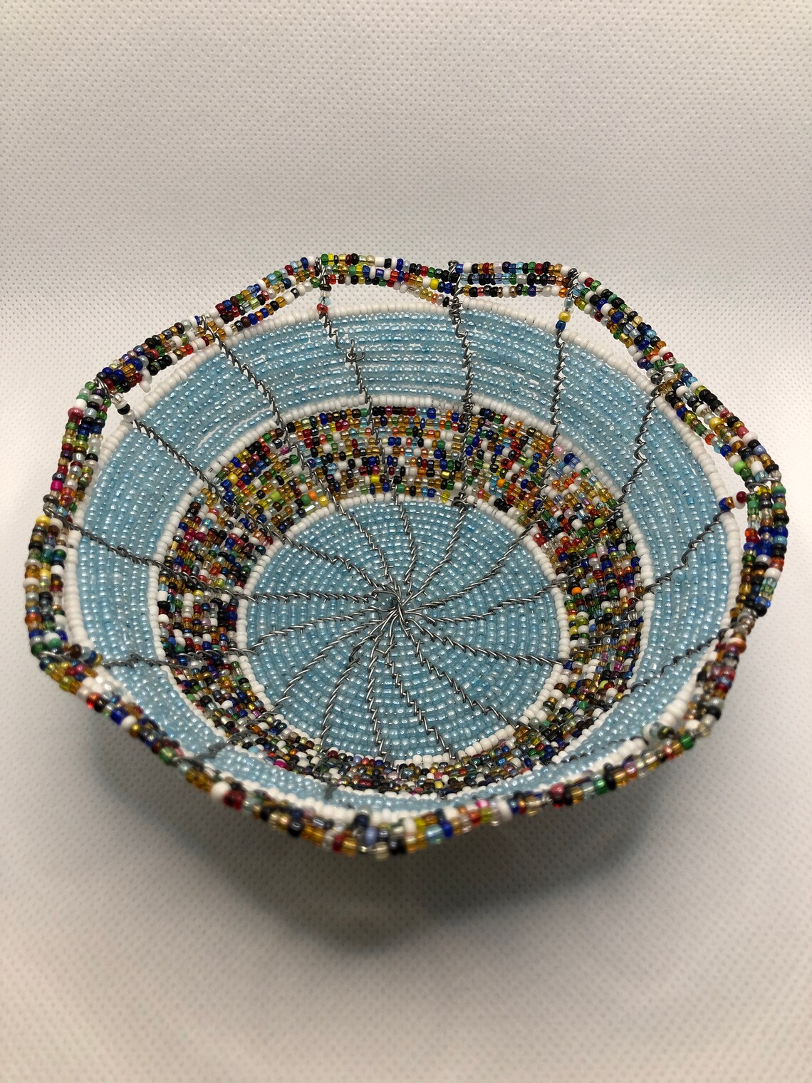 Kenyan Maasai Beaded Basket / African Art Bowl / Handmade Wire Etsy