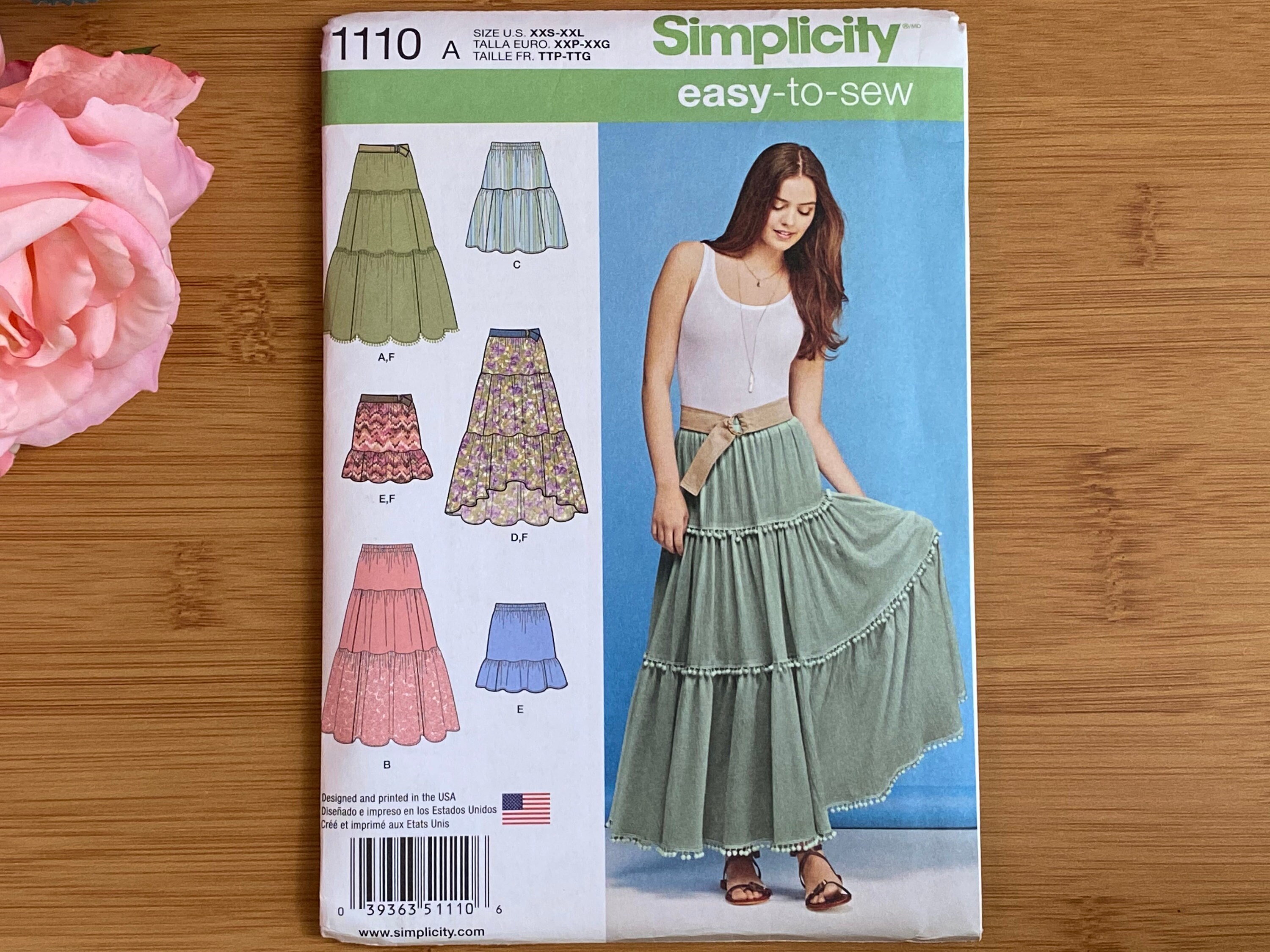 Simplicity 1110 Misses' Tiered Skirt with Length | Etsy