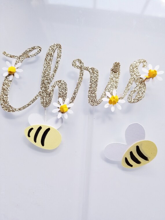 Daisy Cake Topper Daisy And Bee Cake Topper Daisy Birthday Party Daisy Party Decorations Daisy Themed Party Personalization Available