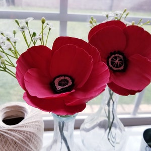 Modello papaveri su stelo (file SVG e PDF) con video tutorial, modello fai da te, modello fiore Cricut, decorazioni per la casa, decorazioni per feste