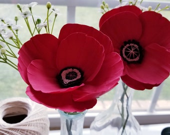 Poppies  on stem template (SVG and PDF file) with video tutorial, DIY Template, Cricut Flower Template, Home Decor, Party Decor