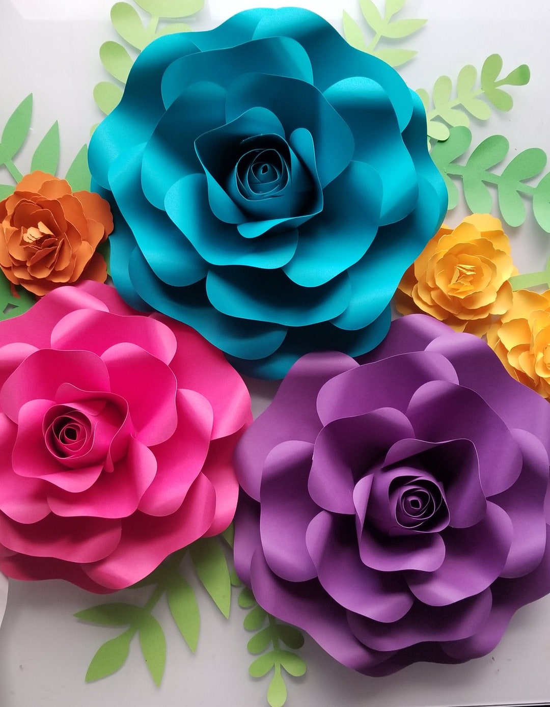 Large Rose Paper Flower Template SVG and PDF File With Video Tutorial ...