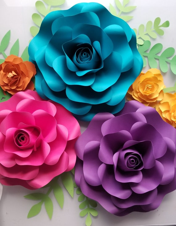 Large Rose Paper Flower Template Svg And Pdf File With Video Etsy