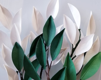 Paper leaves on a Stem Template (SVG and PDF file) with Picture Tutorial - DIY Template, Cricut Leaves Template, Home Decor, Party Decor