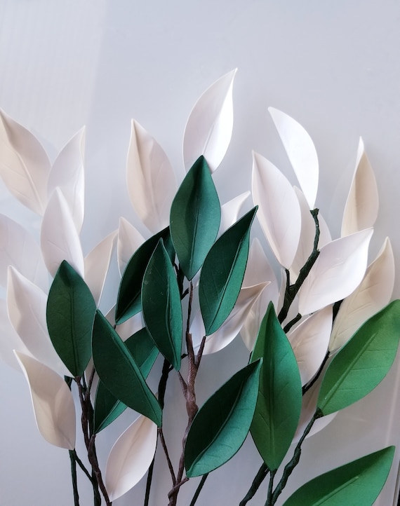 Paper leaves on a Stem Template (SVG and PDF file) with Picture Tutorial - DIY Template, Cricut Leaves Template, Home Decor, Party Decor