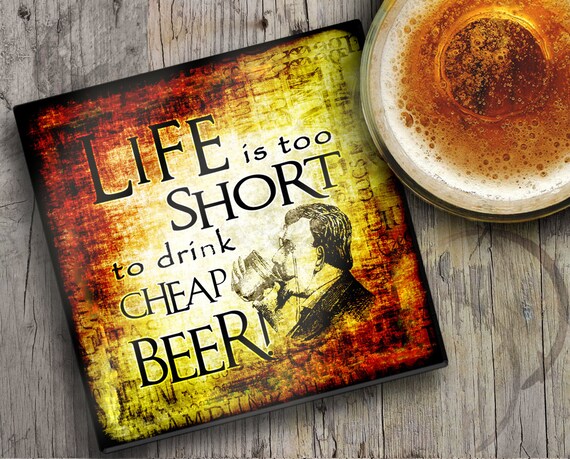 Beer Coaster Set of 4 Got Beer Cork Wood Core Laser Engraved Man Cave