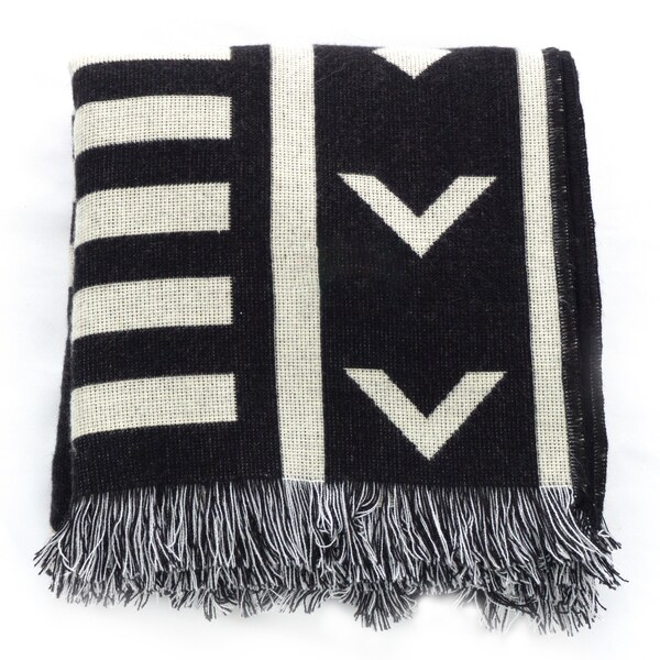 Black Aztec Elephant Pattern Print Hooded Blanket