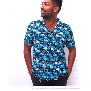 mens short sleeve flamingo shirt
