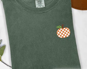 Embroidered Cute Pumpkin Tshirt, Embroidered Halloween Shirt, Comfort Colors® Halloween Flower Pumpkin Tshirt, Embroidery Pumpkin Shirt