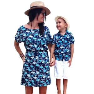 Mommy and me Outfit-Flamingo,Matching mother son Outfit,mommy and me,mother son matching dress,Boho dress,matching shirt, mother&#39;s day gift