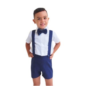3pcs. Ring Bearer Suit, Page Boy Suit, Christening Suit, Boy Suspender Shorts, Boy Linen Blend Suit, Page Boy Outfit, Boy Wedding Suit