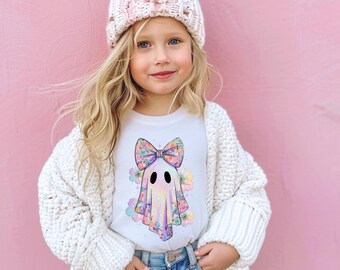 Comfort Colors® Iridescent Ghost Pumpkin Tshirt, Coquette Halloween Shirt, Cute Ghost Shirt, Iridescent Ghost Tshirt, Girly Halloween Tshirt