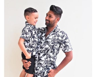 Camicie abbinate padre e figlio - hawaiano, vestito padre e figlio, camicie hawaiane, camicie papà e figlio, abiti coordinati, regalo per lui,