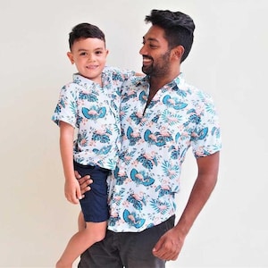 Father and son matching shirts -Flamingo, Father and Son Outfit, Hawaiian shirts, dad and son shirts, matching Outfits, Gift for him,