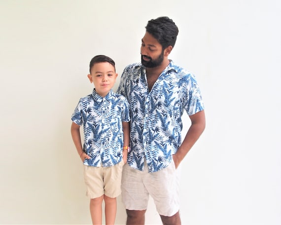 father and son matching dress shirts