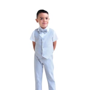 4pcs. Page Boy Suit, Ring Bearer Suit, Christening Suit, Boy Linen Blend Suit, Boy Suspender Pants, Page Boy Outfit, Ring Bearer Outfit