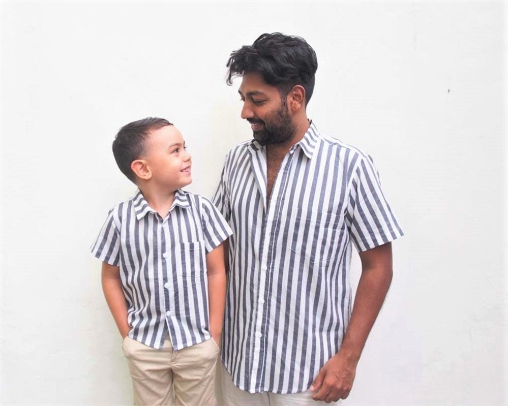 dad and son matching dress shirts