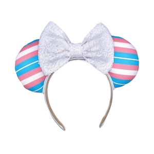 Trans Pride Flag Mouse Ear Headband OPTIONAL BOW
