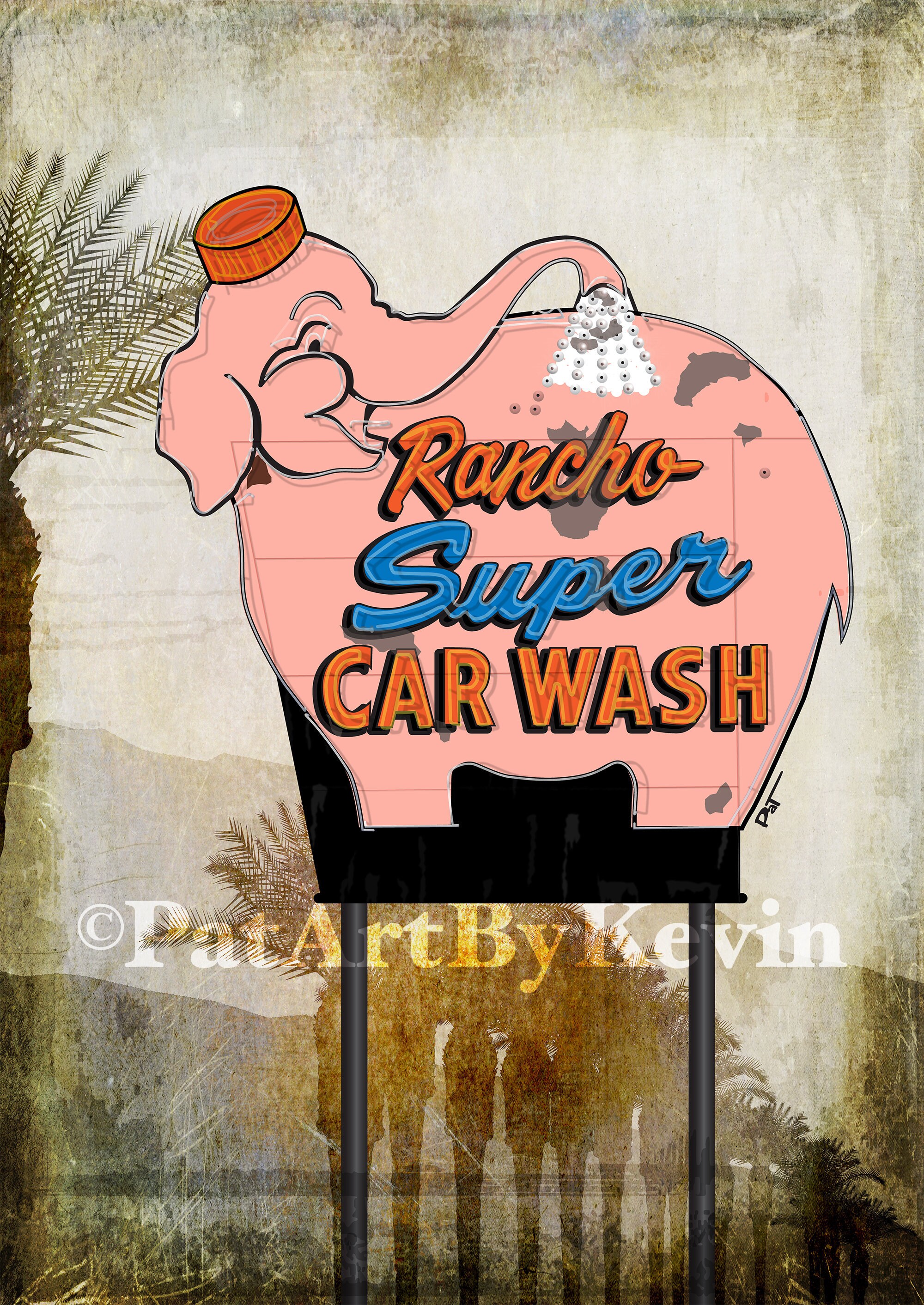 Rancho Super Car Wash Mid Century Modern Art Etsy