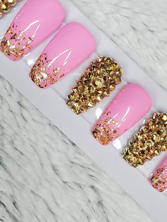 Gold Foil Nail Designs and Bling Bling Nails Art