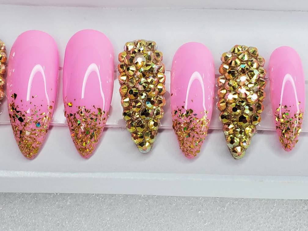 KACHIMOO Nail Glitter Sequins,12 Grids Gold Pink Nail Glitter