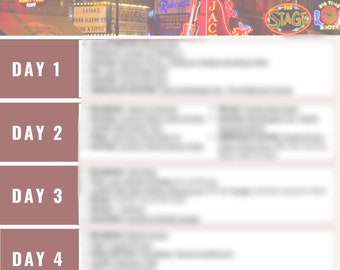 Itinerario de viaje a Nashville, Tennessee, EE. UU., guía, descarga instantánea, planificador de viajes, incluido el Salón de la Fama de la Música Country, Grand Ole Opry, Music City